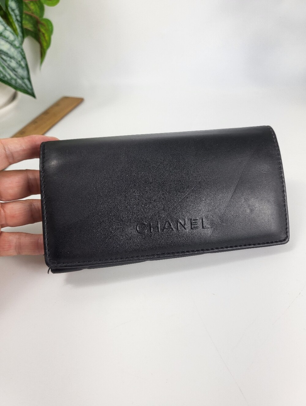 CHANEL Black Leather Glasses Case - Soft-Case Smooth Quilted Vintage Unisex